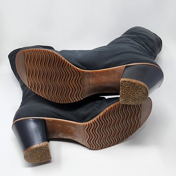 Golo Boots Women 8M Vintage 1970s Black Nylon Sheepskin Fold Over Waterproof - Picture 10 of 13